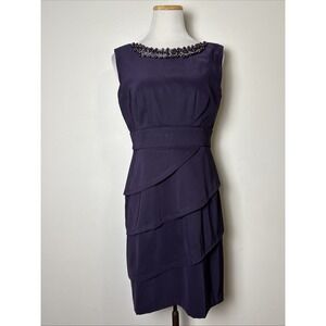 Connected Apparel Beaded Sheath Dress Sz 6 Petite Tiered Party Wedding Cocktail